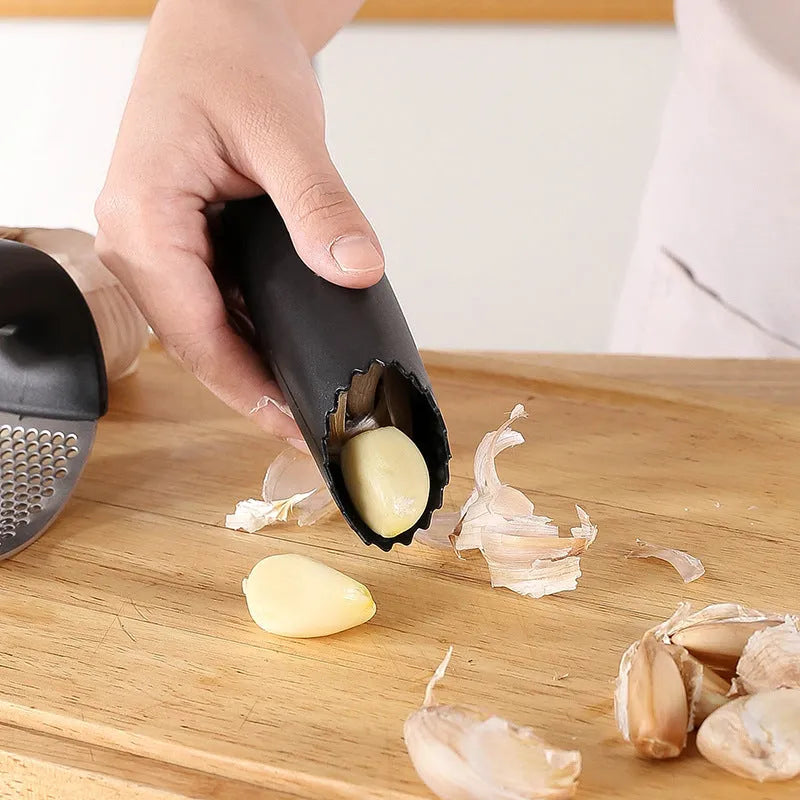 304 stainless steel garlic press in green colour showing modern simplicity design