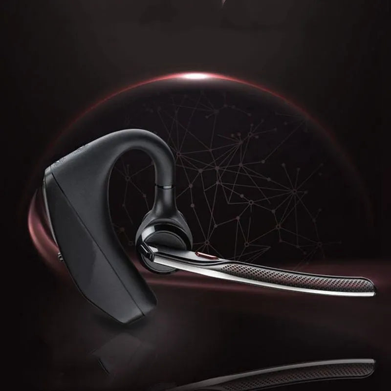 Black Bluetooth sports headphones with USB charging port showing battery display