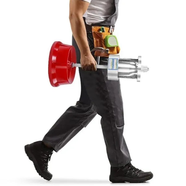 Portable aluminium hub balancer for car and truck tyres with 1.5 to 4 inch hub range on enamel-finished base.