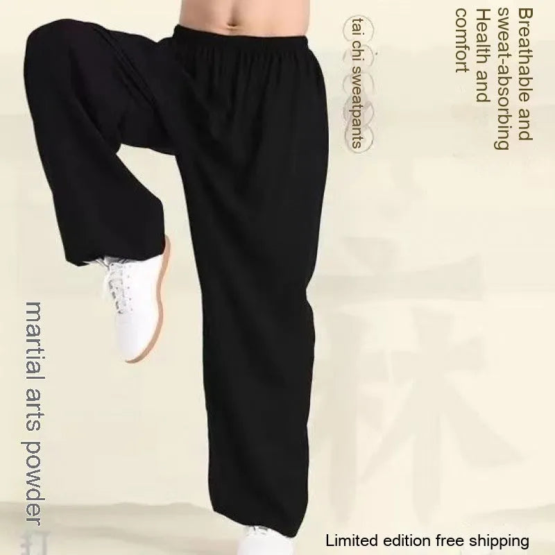 Black children's high elasticity Lycra practice pants for Sanda martial arts.