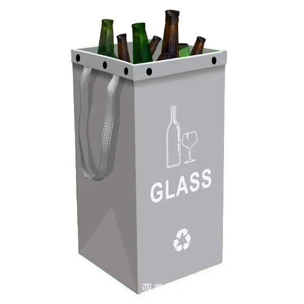 Blue waterproof handbag-style rubbish bin with 40L capacity and clean design