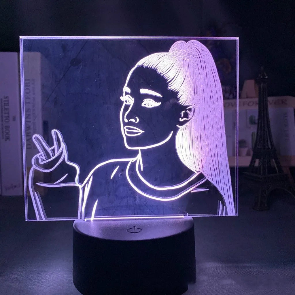 Acrylic 3D night light with European design and colourful black base, showing LED illumination through layered acrylic