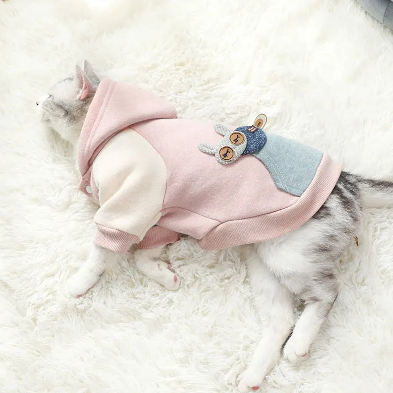 Cotton pet sweatshirt dog clothing in brown, available in sizes XS to 2XL
