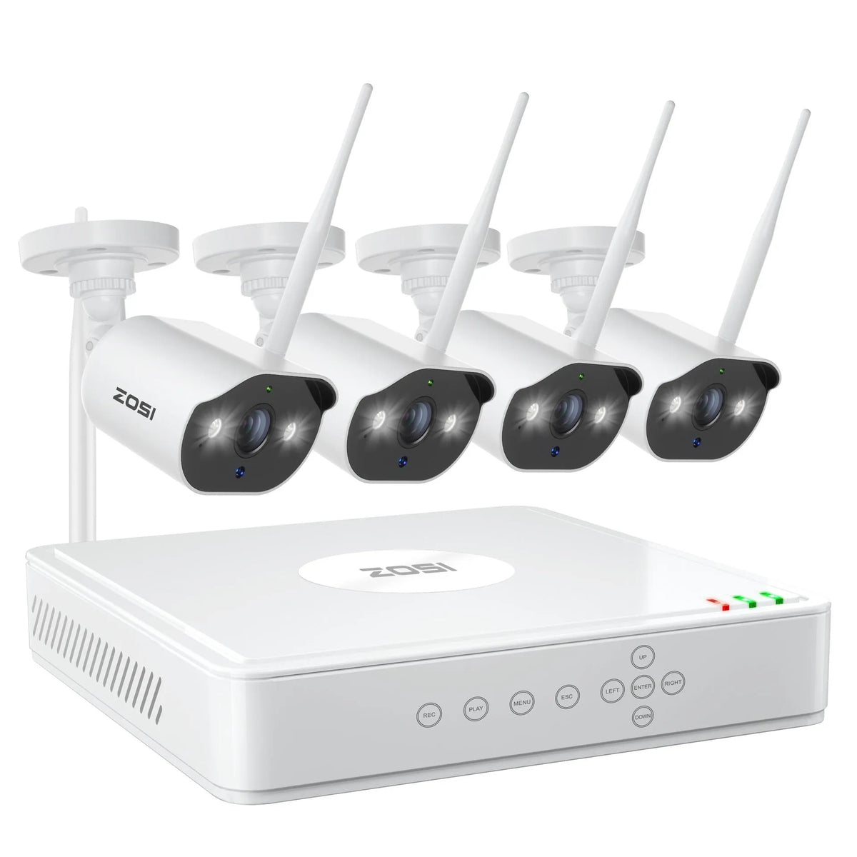 ZOSI 5MP POE security camera system with 4-channel NVR and outdoor monitor suit options