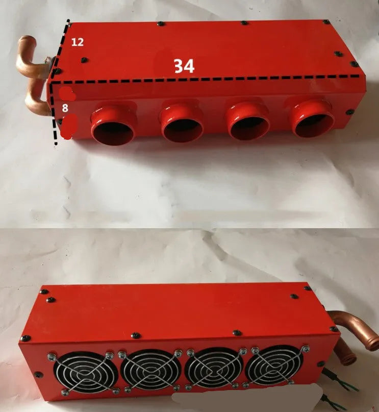 Metal car heater with four copper pipes for 12V and 24V vehicle heating systems