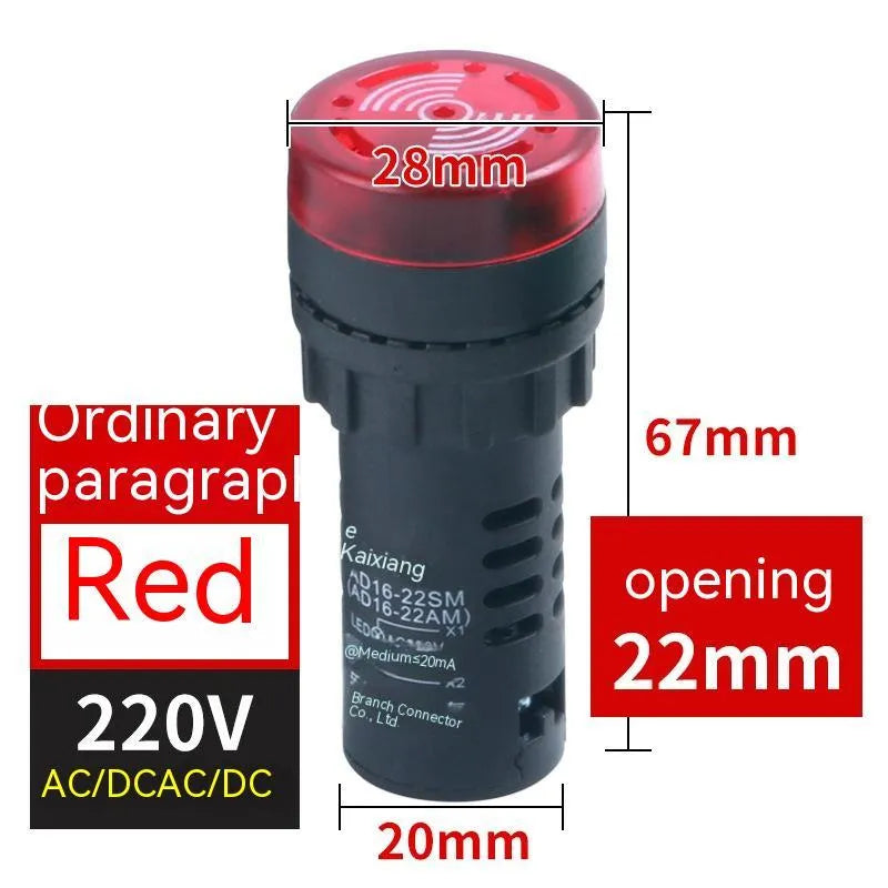 AD16-22SM model red LED flashing sound and light buzzer for 22mm panel mount.