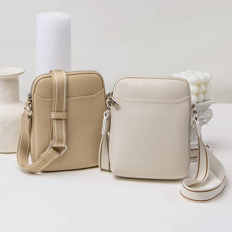 Solid colour small crossbody shoulder bag for women with adjustable strap