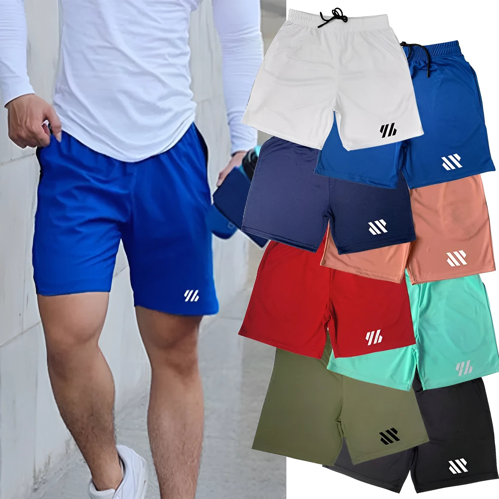 Metal silk fabric sports shorts in loose fit design available in nine colours for summer running