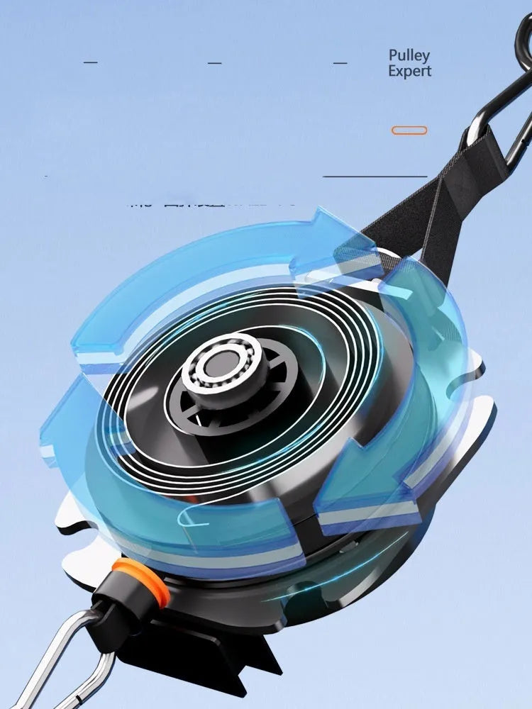 Multi functional fitness resistance training tensioner with adjustable bands in blue grey and orange grey colours