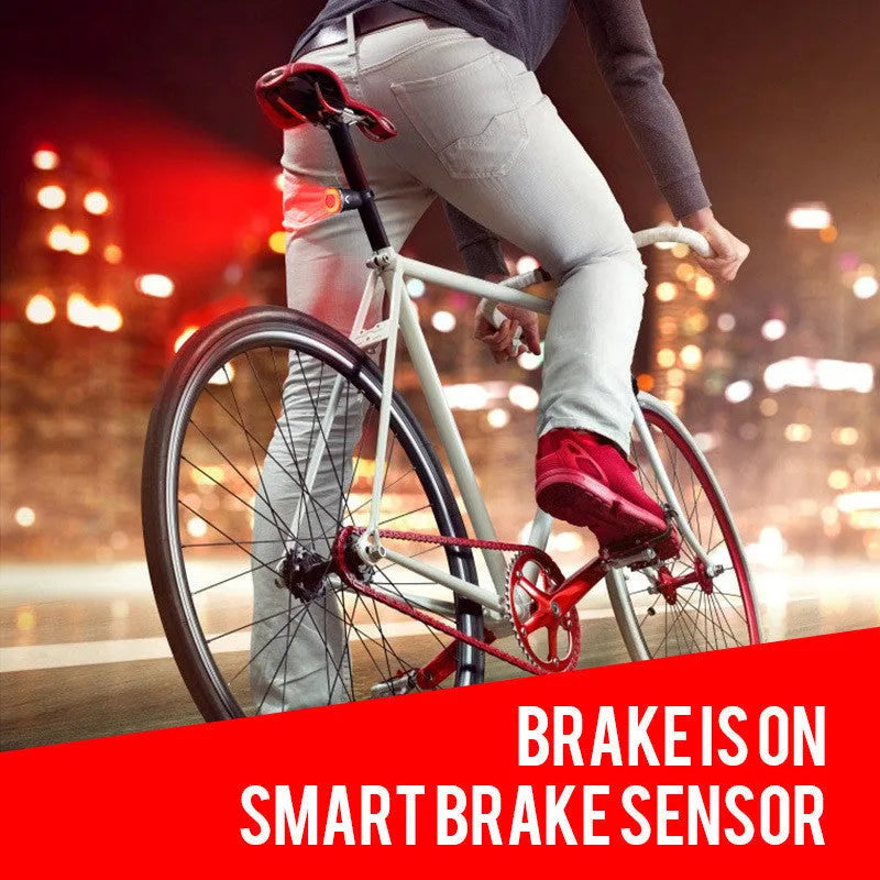 Black USB rechargeable smart brake sensing bicycle taillight with alloy shell