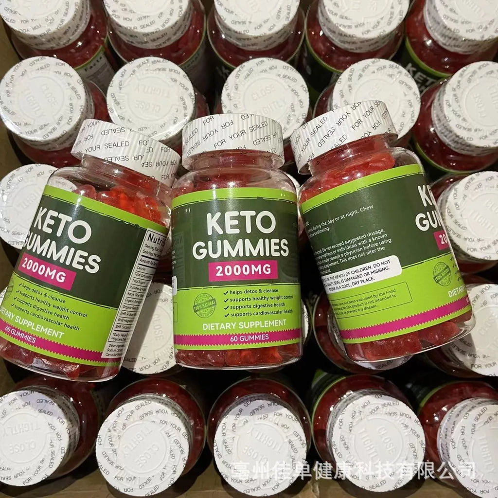 Pure organic keto BHB vinegar vitamin candy bottle containing 60 pectin soft tablets.
