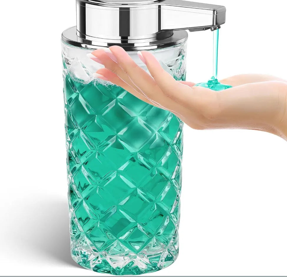 Silver automatic soap dispenser with sensor technology and USB Type-C charging port