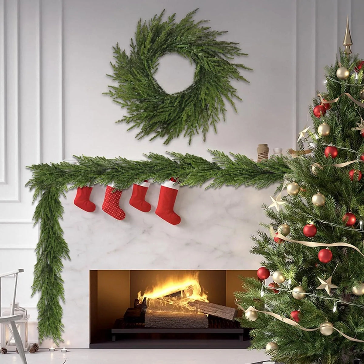 Plastic PE front door garland with 60cm length and American country styling