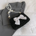 Women's canvas single shoulder handbag in horizontal square shape with sandwich pocket