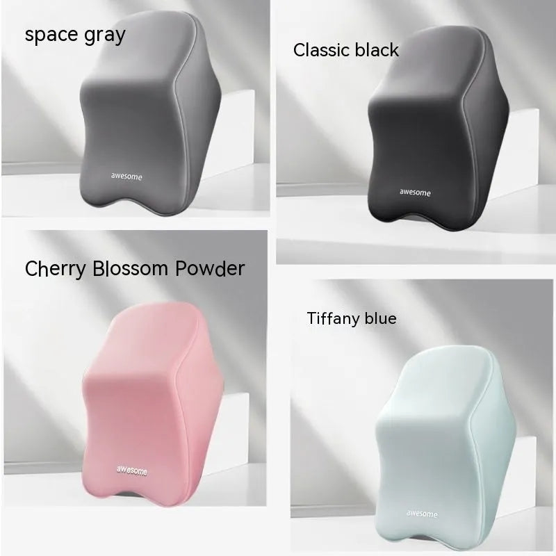 Memory foam automotive headrest pillow and lumbar support pillow set in a choice of solid colours.