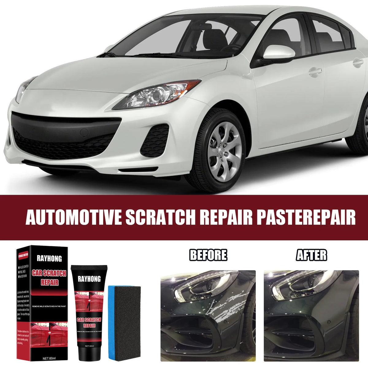 60ml car scratch repair wax tube with applicator for paint surface scratch removal and polishing