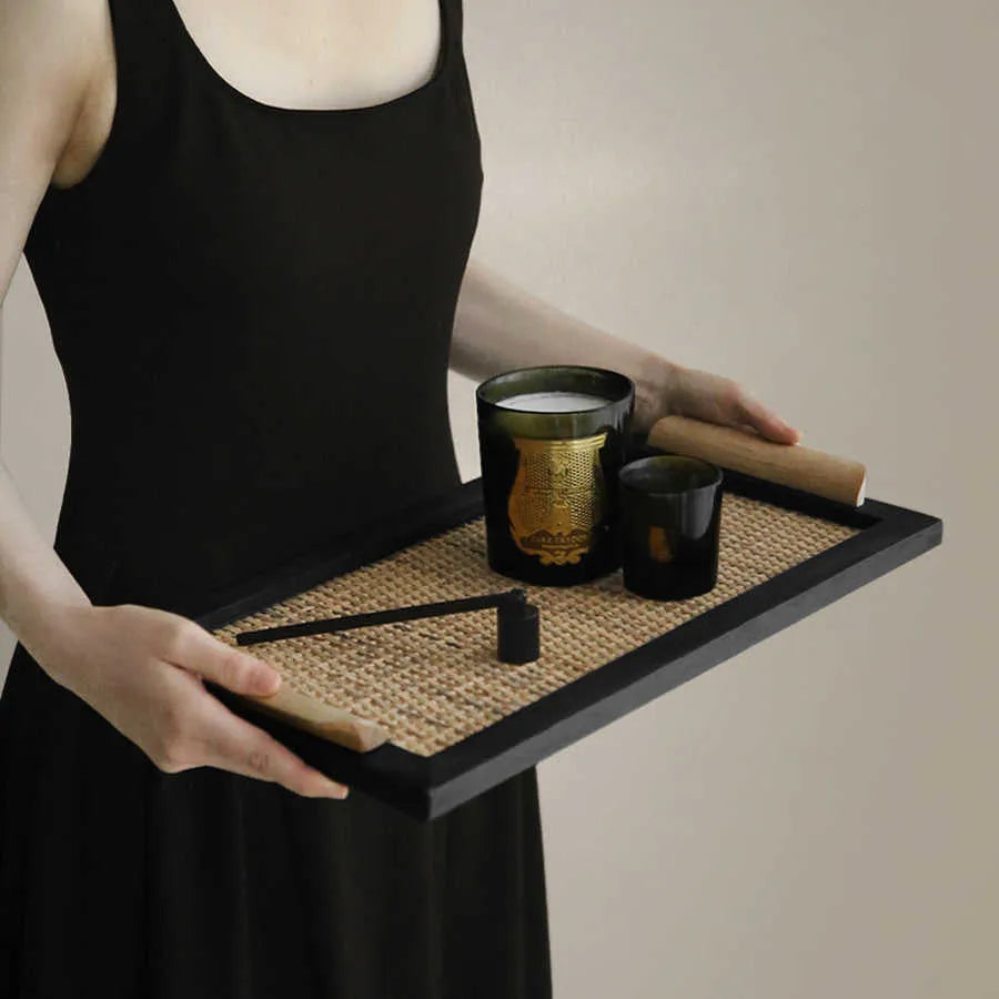 Pine wood dining tray with compartment dividers in elegant house design, small and large size options