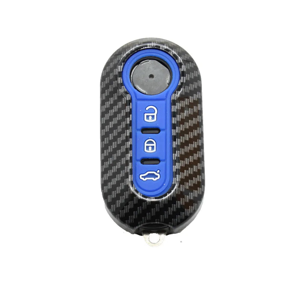 Fiat car remote key shell replacement case in black, dark blue and red colours made from ABS plastic.