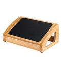 Natural wood colour bamboo adjustable footstool for under a desk.