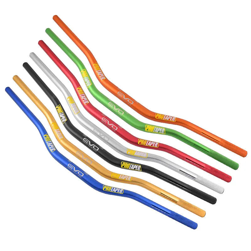 Orange anodised aluminium motorcycle handlebar for scrambling bikes, 80cm wide with 28mm clamp.
