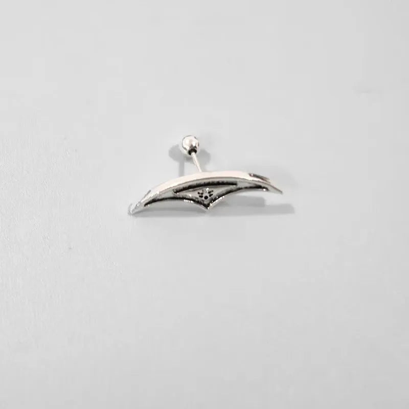 Spider web stud earrings with geometric mesh pattern in electroplated gold or silver finish