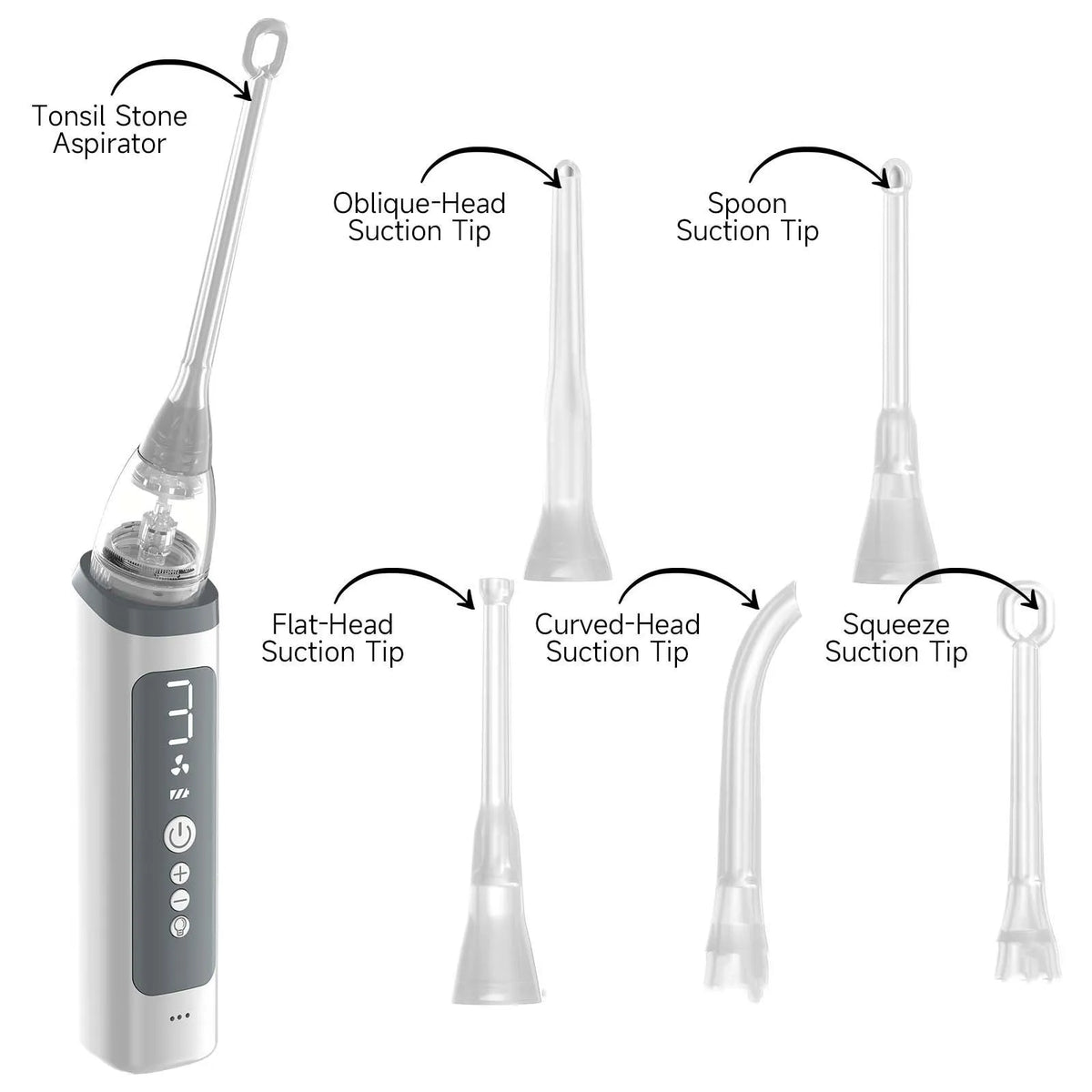 Tonsil stone remover oral cleaning tool set with extractor in milky white