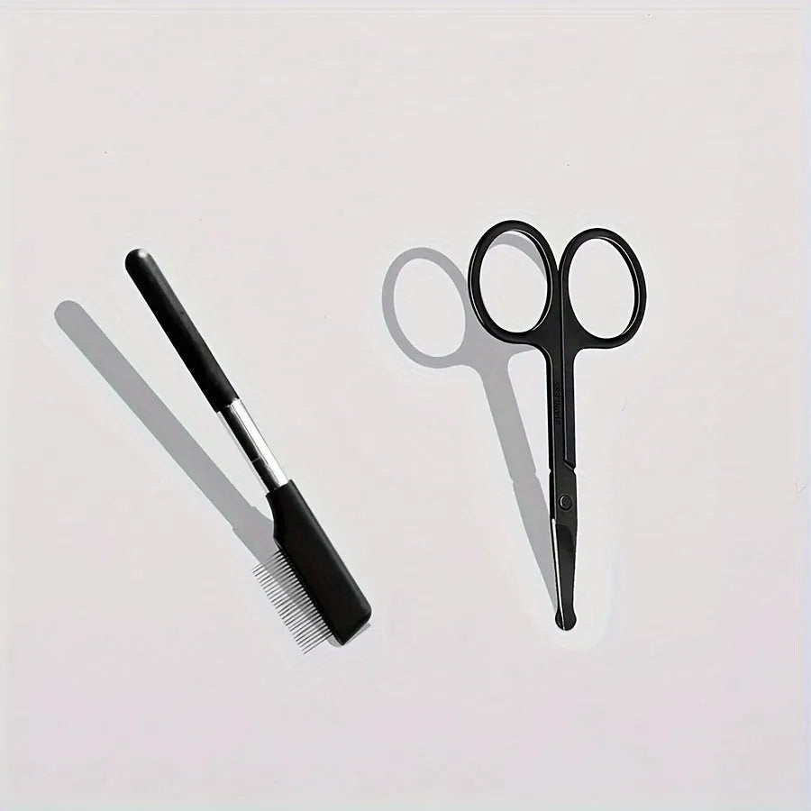 Black pet grooming brush with soft tear stain remover comb for dogs and cats ambidextrous design