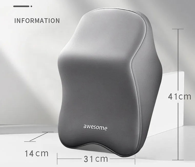 Memory foam automotive headrest pillow and lumbar support pillow set in a choice of solid colours.