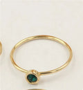 Women's copper knuckle ring with 14K gilded GF zircon DIY ornament accessories in green, blue, dark red, and white colour options.