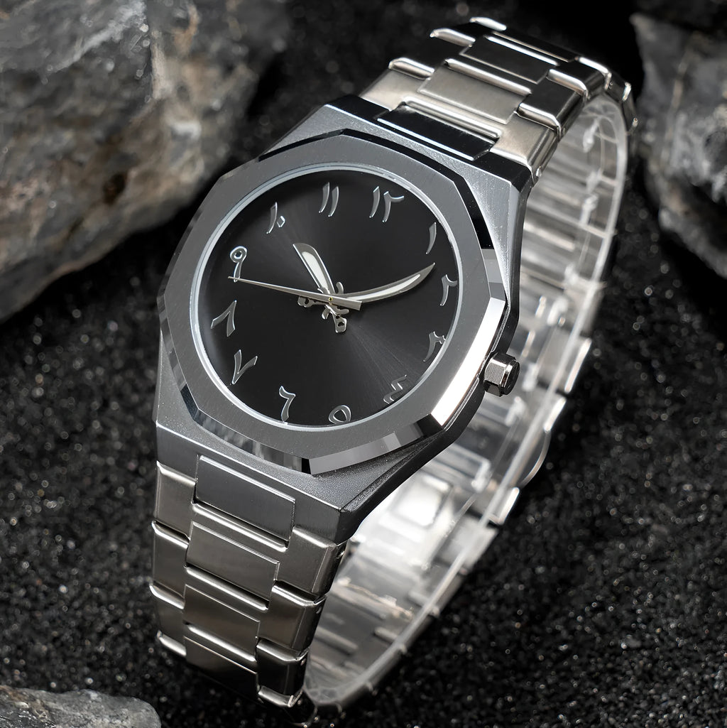 Men's steel band business casual quartz watch with 10mm case thickness