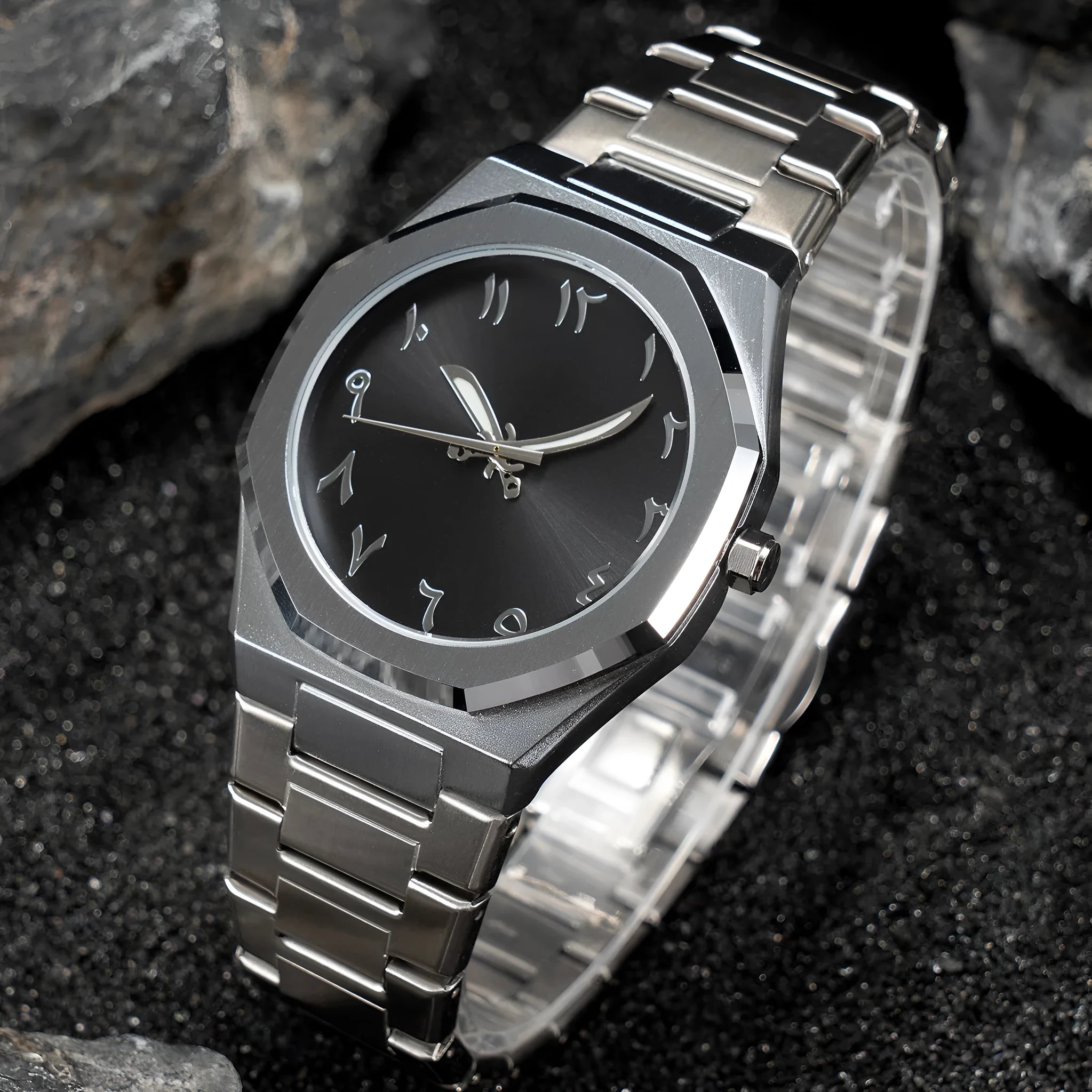 Men's steel band business casual quartz watch with 10mm case thickness