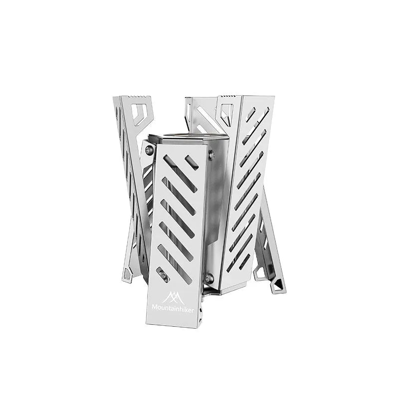 Black and silver mini hexagon-shaped foldable alcohol camping stove