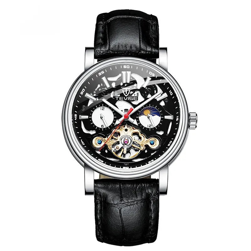 Fashion Tourbillon Waterproof Luminous Mechanical Watch Body for men in 16.5mm thickness with rose black and white options