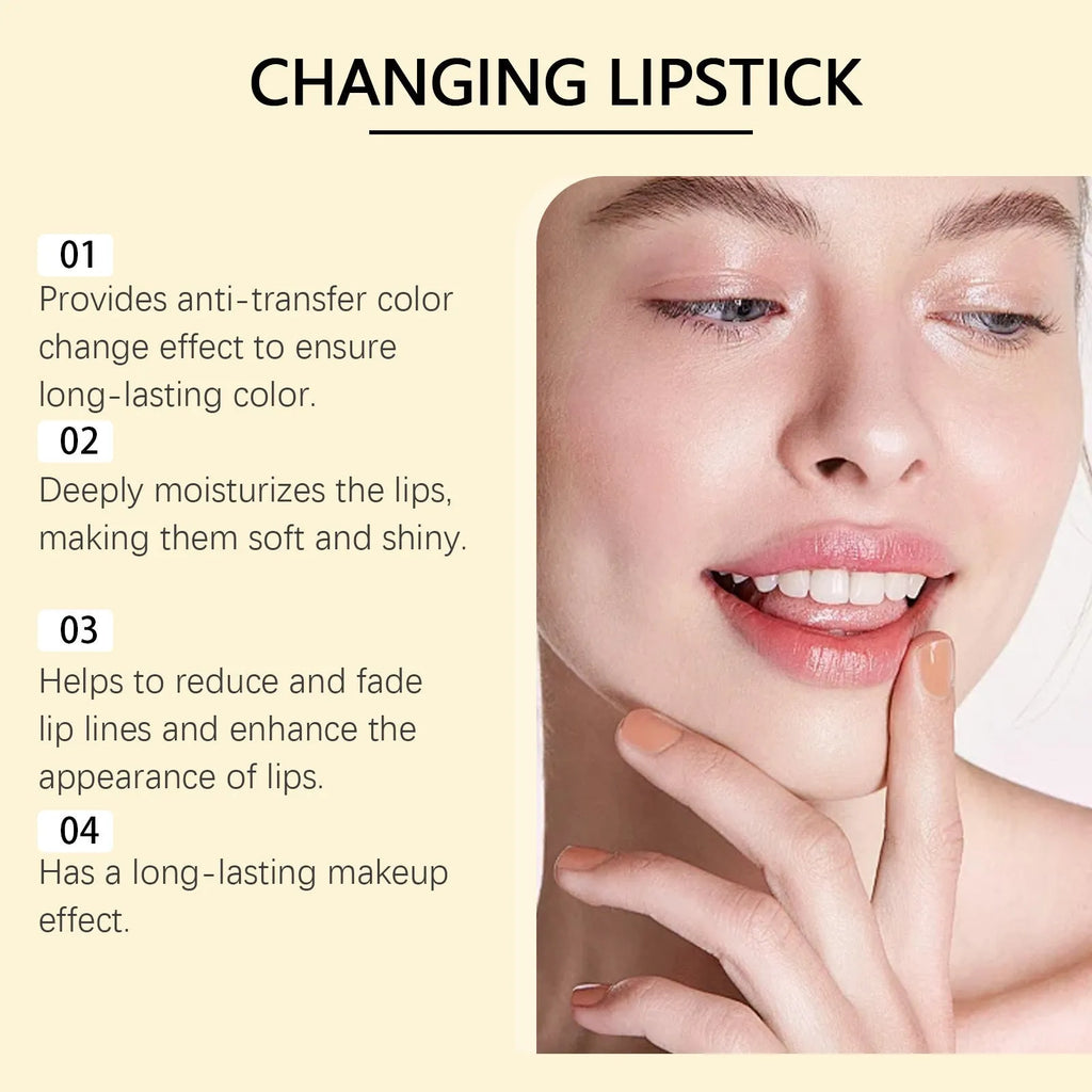 Gold packaging of 3.5g nourishing lipstick with hyaluronic acid and vitamin E
