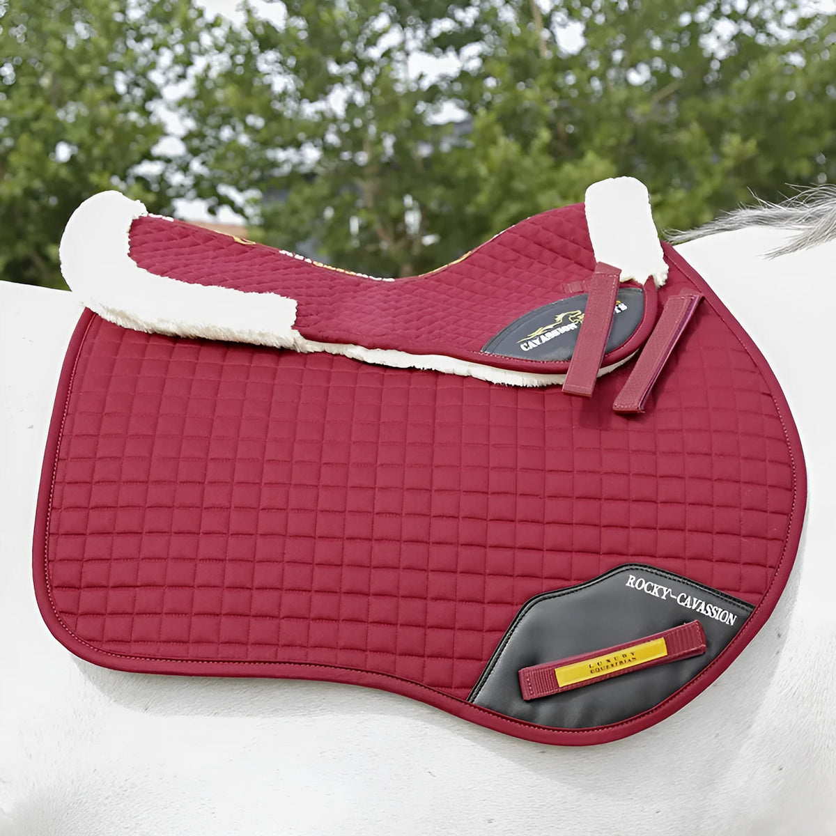 Riding saddle pad in black colour for waist protection during equestrian and cycling activities
