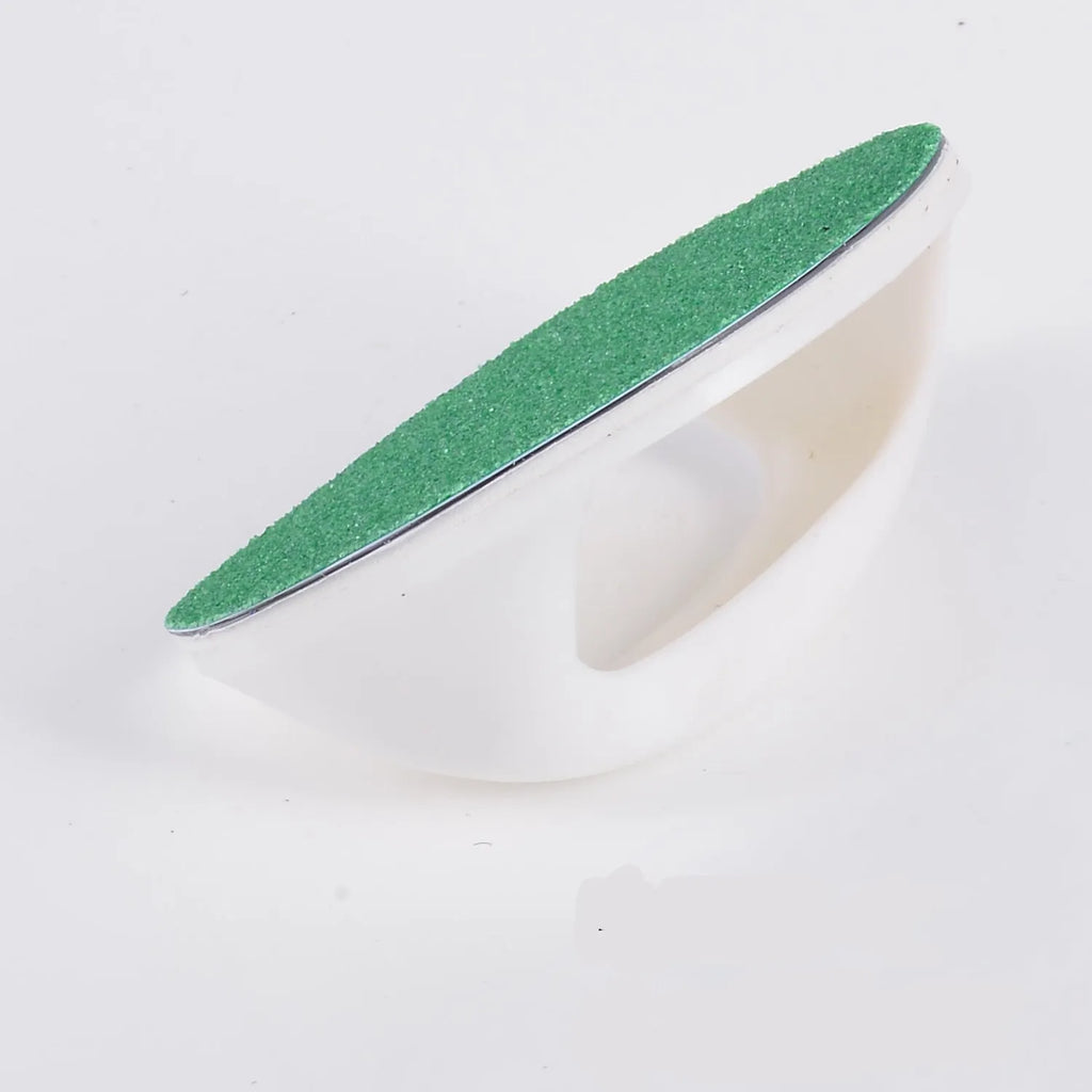 Square blue dog nail file scratch board with ergonomic handle on a white background.