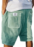 Men's multi-pocket corduroy shorts in straight cut design with embroidery detail