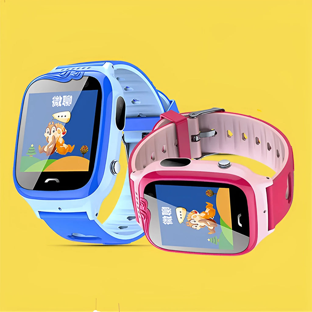 Children's smart phone watch in pink or blue with HD touch screen and silicone wristband