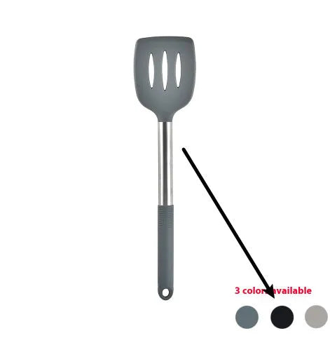 12 piece silicone kitchenware set with rotating storage bucket including ladle spatula and food clip in black