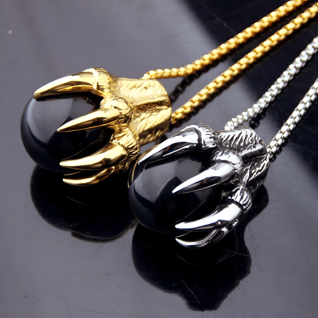 Men's stainless steel animal zodiac pendant necklace, 65g, shown in steel colour or gold colour options