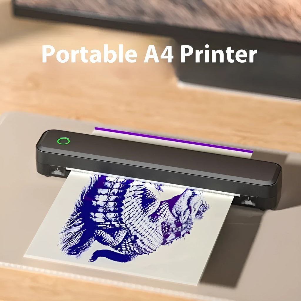 Compact Bluetooth thermal printer for mobile phones measuring 295mm long with black or white housing