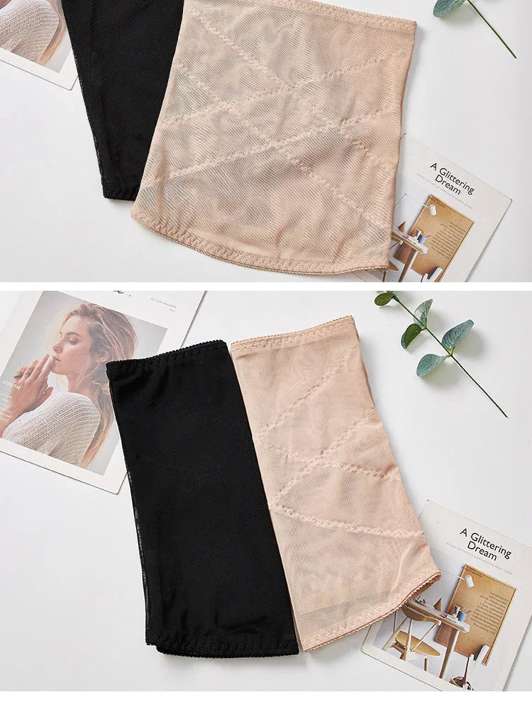 Black mesh belly band with cross-back waistband design for postpartum waist support