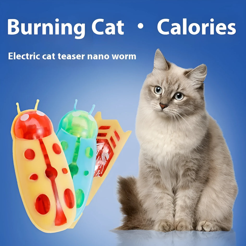 Electric toothbrush worm cat teaser toy in ladybug and iron cow styles with jumping action