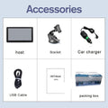 7-inch car GPS navigation device with touch screen display showing international maps