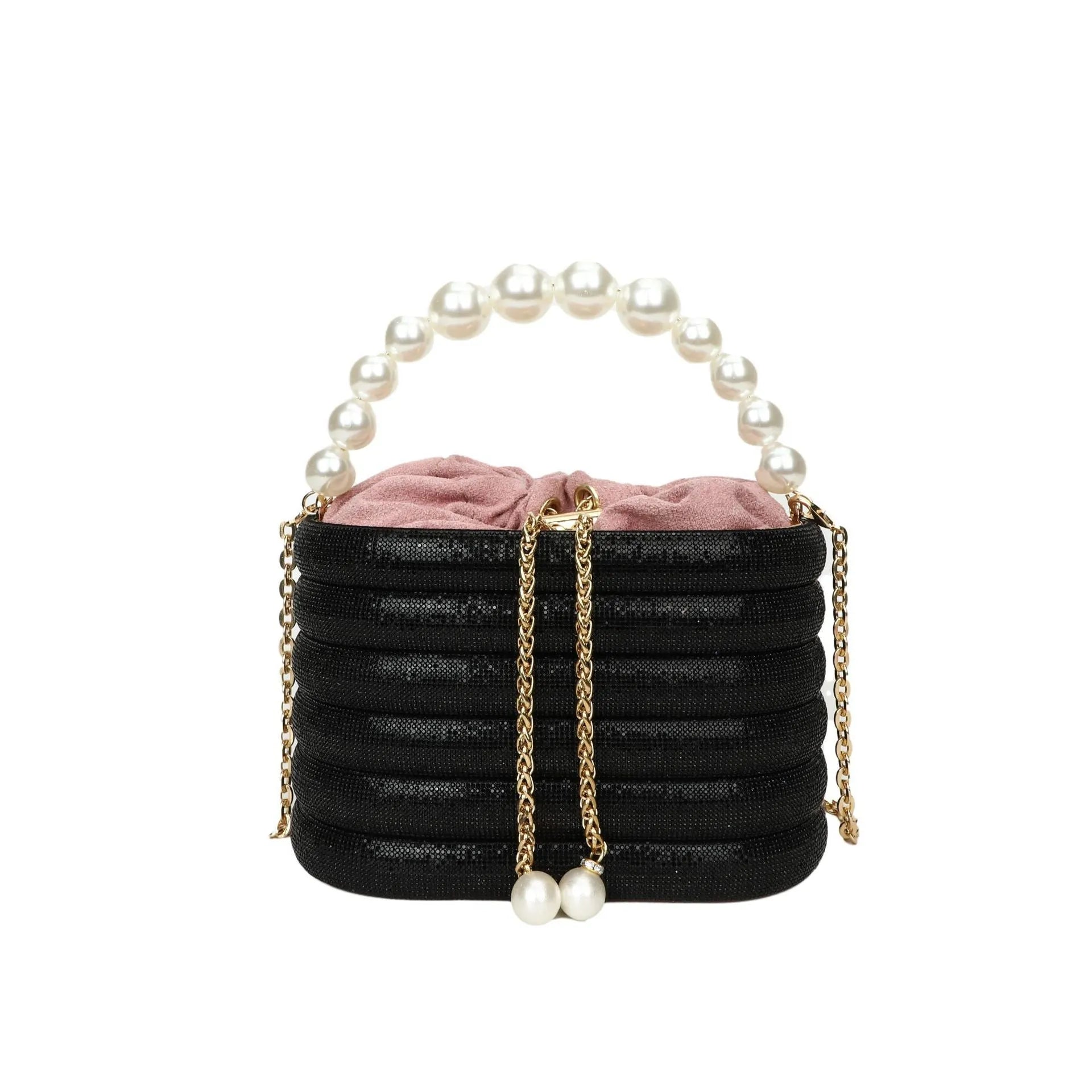 European retro style pearl beaded crossbody bag in soft PU leather with dinner clutch shape