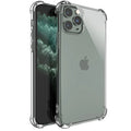 Clear TPU shockproof iPhone case showing transparent back design compatible with iPhone 6 through 13 models