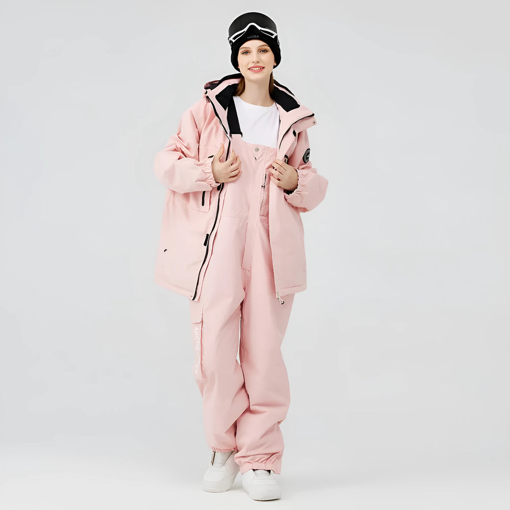 Blue and black unisex waterproof winter ski suit for snow sports