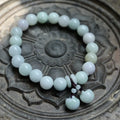 Natural emerald jade hanging bracelet with geometric design and Maitreya Buddha elements