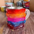 Hand-painted synthetic resin coffee cup ornament with decorative patterns, measuring 13cm tall