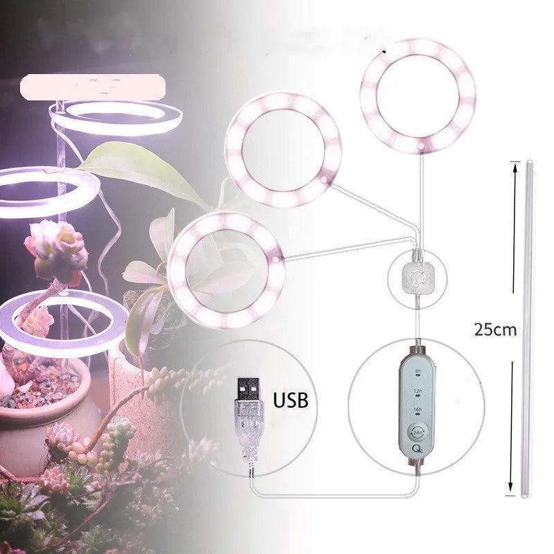 USB LED plant grow light with acrylic stick in pink white or sunshine yellow colour options.